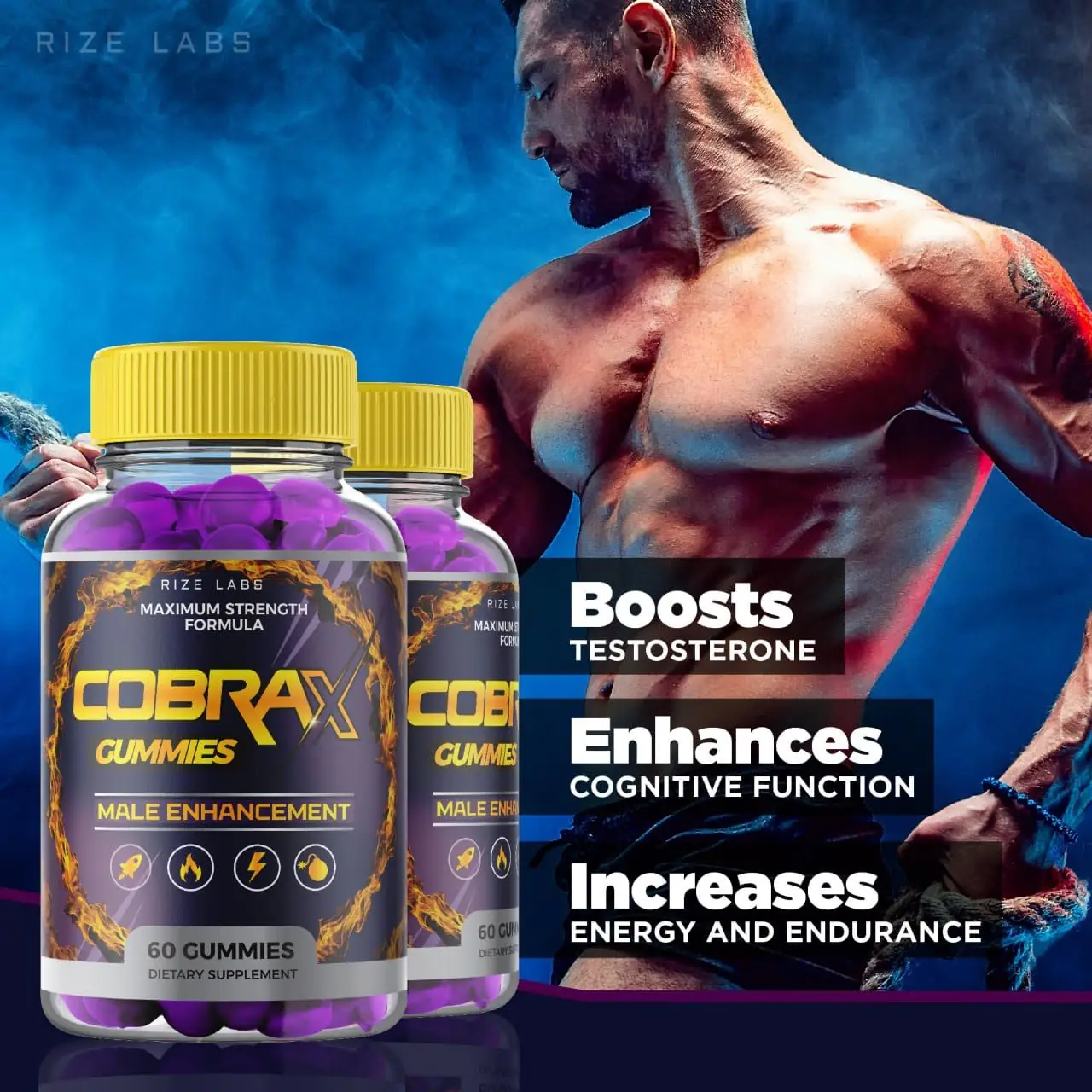 CobraX Male gummies for men, positioned to support energy, endurance and everyday performance