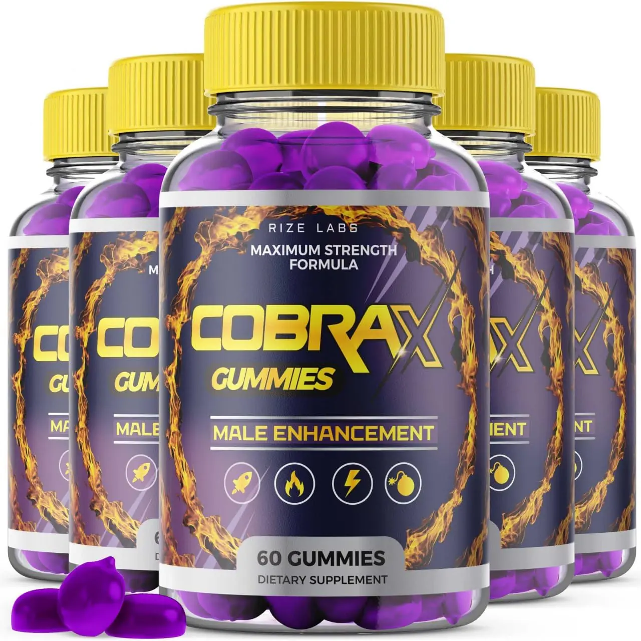 CobraX Male gummies available in 1, 3 and 6-bottle packages